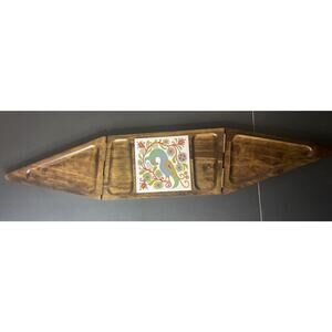 Vtg 70s Gail Craft Pheasant Folding Cheese Charcuterie Board Woodware Japan